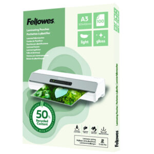 PACK 100 FUNDAS DE PLASTIFICAR RECICLADAS BRILLO A3 FELLOWES