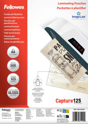 PACK 500 FUNDAS PLASTIFICAR 125 MICRAS BRILLO A4 (216X303