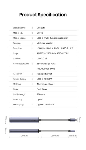 Ugreen 10919 base para portátil y replicador de puertos - Imagen 9