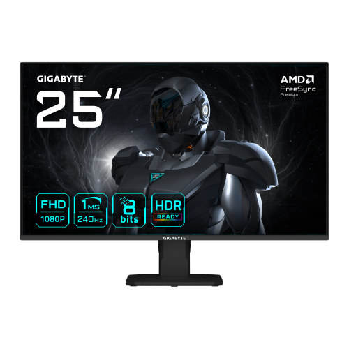 GIGABYTE GS25F2A Monitor Gaming 25" FHD - 1920 x 1080, 240Hz, 1ms, 300 cd/m², Display HDR 10, HDMI 2.0, DisplayPort 1.4