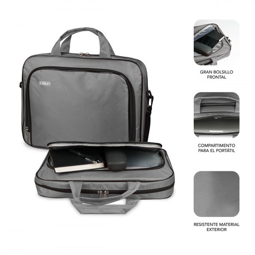 SUBBLIM Maletín Ordenador Oxford Laptop Bag 13,3"-14" Grey - Imagen 3