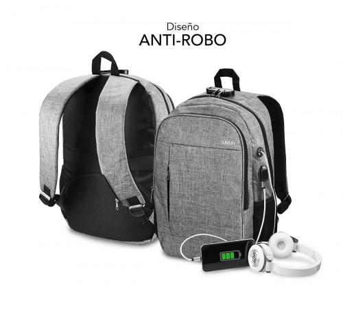 SUBBLIM Mochila para Portátil Urban Lock Backpack 16" Grey - Imagen 6