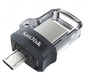 Sandisk Ultra Dual m3.0 unidad flash USB 64 GB USB Type-A / Micro-USB 3.2 Gen 1 (3.1 Gen 1) Negro, Plata, Transparente