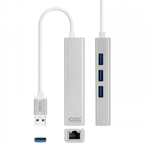 Nanocable Conversor USB 3.0 a Ethernet Gigabit + 3xUSB 3 - Imagen 3