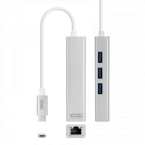 Nanocable Conversor USB-C a Ethernet Gigabit + 3xUSB 3.0