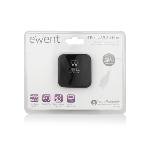 Ewent EW1134 hub de interfaz USB 3.2 Gen 2 (3.1 Gen 2) Type- - Imagen 4
