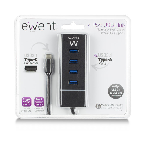 Ewent EW1137 hub de interfaz USB 3.2 Gen 1 (3.1 Gen 1) Type- - Imagen 6