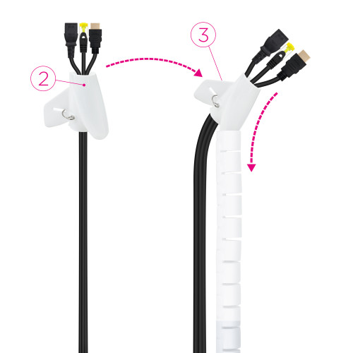 Nanocable Organizador de Cables Flexible 25 mm, Blanco, 3 m - Imagen 4