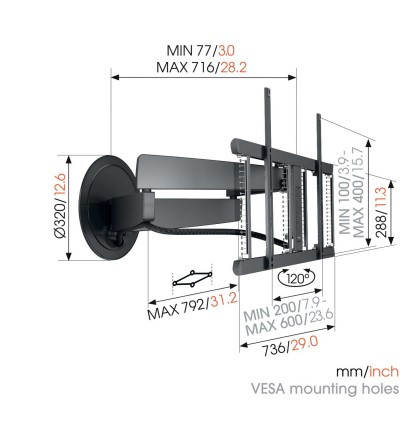 VOGELS GAMA CONSUMO TV SOPORTE ELECTRICOA PARED NEGRO (TVM76 - Imagen 2