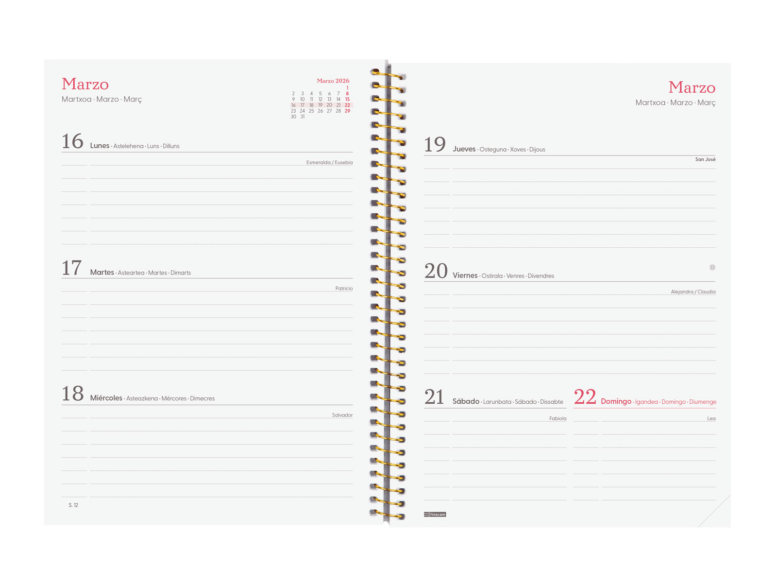 AGENDA 2026 TRENDY DESIGN E10 155X212MM SEMANA VISTA HORIZON - Imagen 5