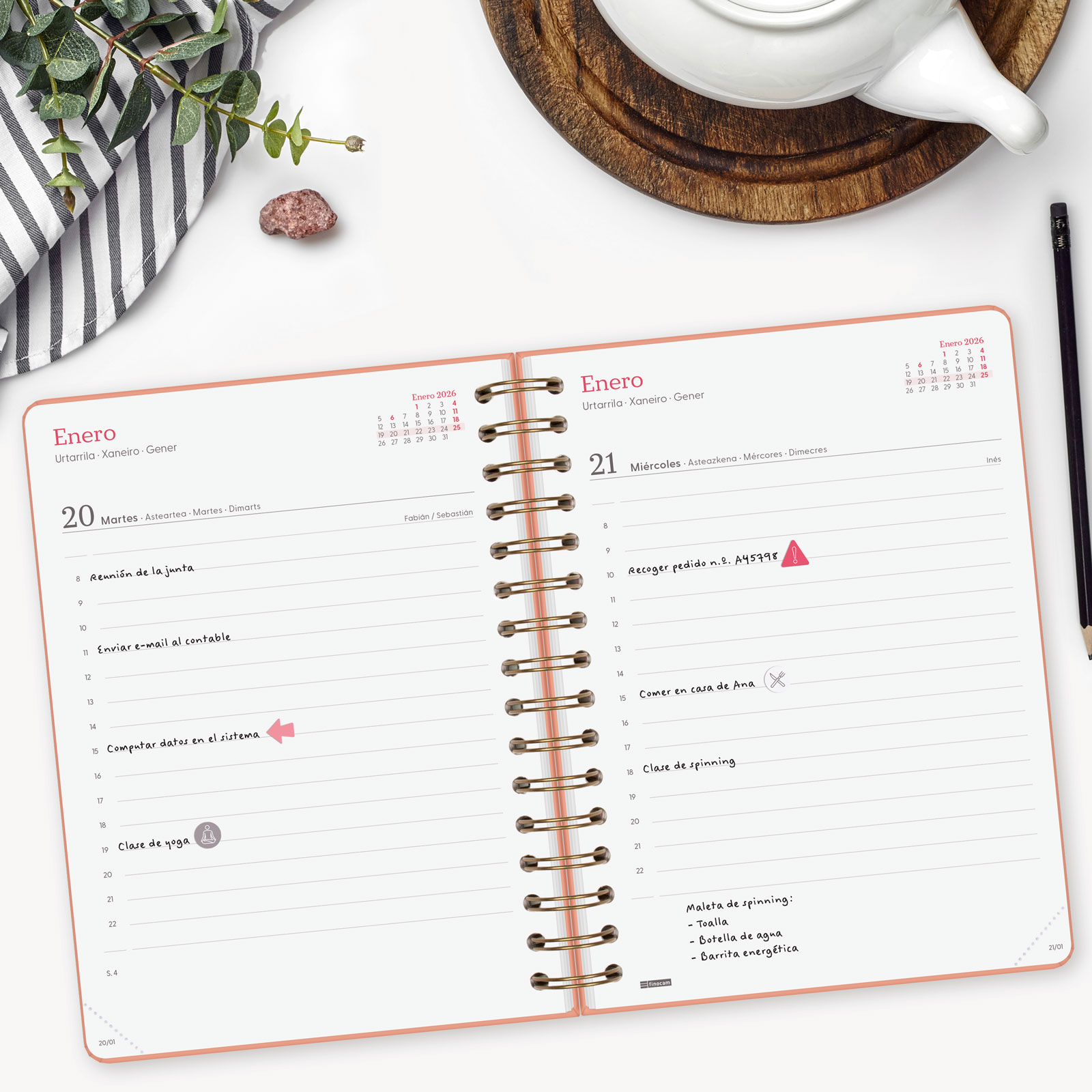 AGENDA 2026 TRENDY ALMA E10 155X212MM DIA PAGINA CORAL FINOC - Imagen 2