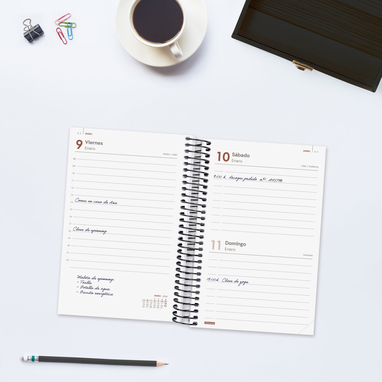 AGENDA 2026 BASIC YEAR E5 117X181MM DIA PAGINA NEGRO FINOCAM - Imagen 2