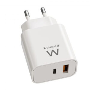 Ewent Cargador Rápido GaN de 20W USB-C PD y USB-A QC, Diseño