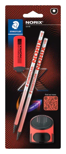 BLISTER CON 2 LÁPICES DE GRAFITO NORIX HB, AFILALÁPICES