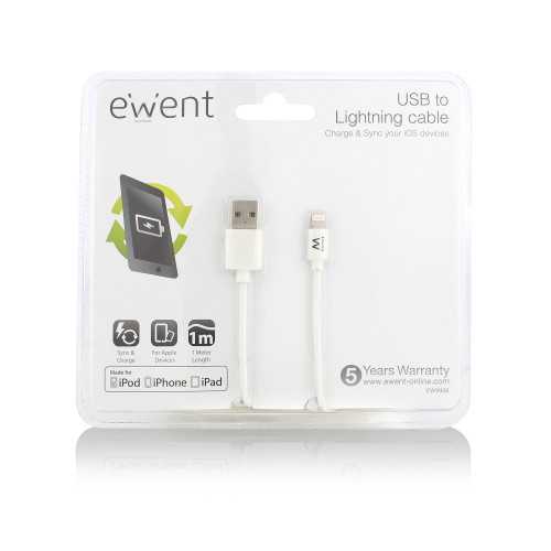Ewent EW9908 cable de conector Lightning 1 m Blanco - Imagen 5