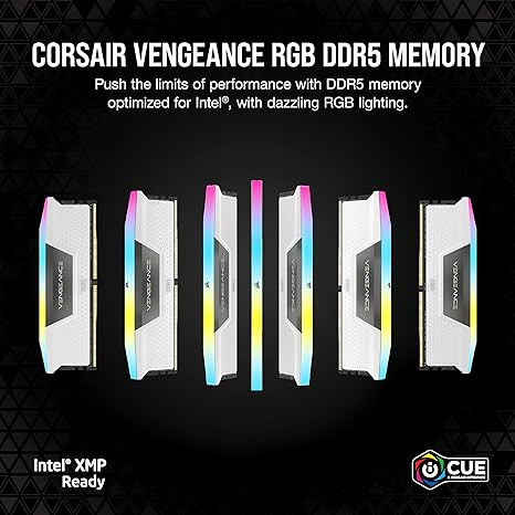 MEMORIA CORSAIR DDR5 64GB 2X32GB PC5600 VENGEANCE RGB BLANCA - Imagen 3