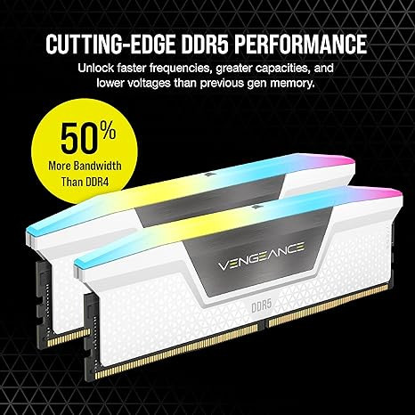 MEMORIA CORSAIR DDR5 64GB 2X32GB PC5600 VENGEANCE RGB BLANCA - Imagen 4