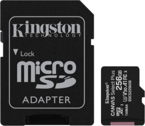 KINGSTON 256GB MICSDXC CANVAS SELECT PLUS 100R A1 C10 CARD+A