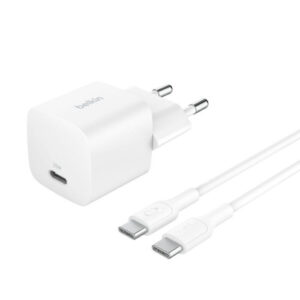 BELKIN 25W USBC PD WALL CHARGER & 1M PVC C-C, WHT