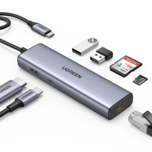 UGREEN HUB 7 EN 1, 2USB3.0, LECTORTARJETA, MICROSD, RJ45