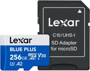 LEXAR 256GB BLUE PLUS MICROSDHC UHS-I WITH SD ADAPTER, UP