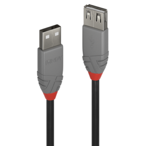 Lindy 36701 cable USB USB 2.0 0,5 m USB A Negro, Gris