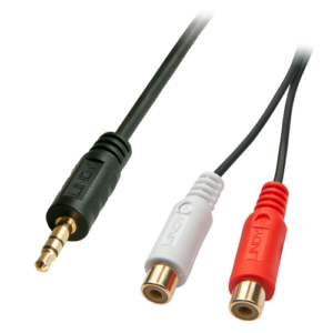 Lindy 35678 cable de audio 0,25 m 2 x RCA 3,5mm Negro, Rojo