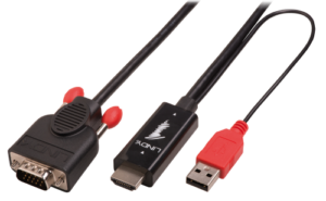Lindy 41455 adaptador de cable de vídeo 1 m HDMI + USB VGA