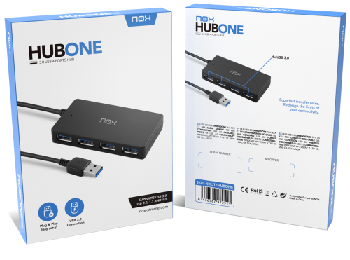 NOX Lite Hub One USB 3.2 Gen 1 (3.1 Gen 1) Type-A 10 Mbit/s - Imagen 3