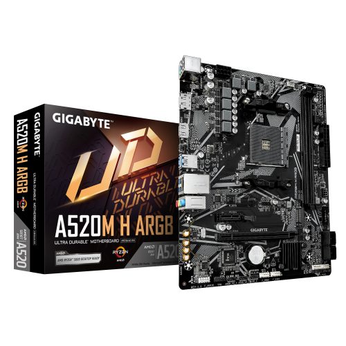 GIGABYTE A520M H ARGB Placa Base – Compatible con CPUs AMD